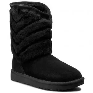 UGG Shoes Mint Ugg Tania Black Suede Sheepskin Cuff Boots